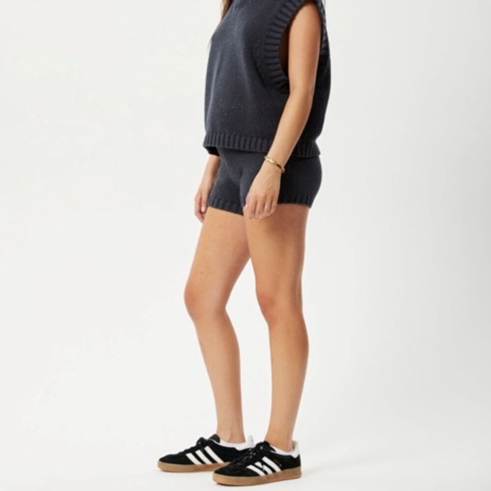 BNWT Afends - Solace - Women's Charcoal Organic Knit High Waisted Bike Shorts - Picture 3 of 5